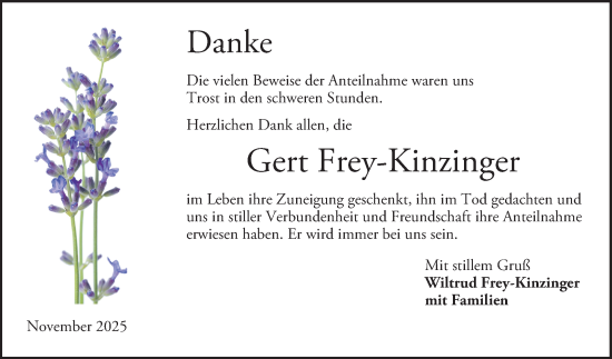 Traueranzeige von Gert Frey-Kinzinger von Bergsträßer Anzeiger