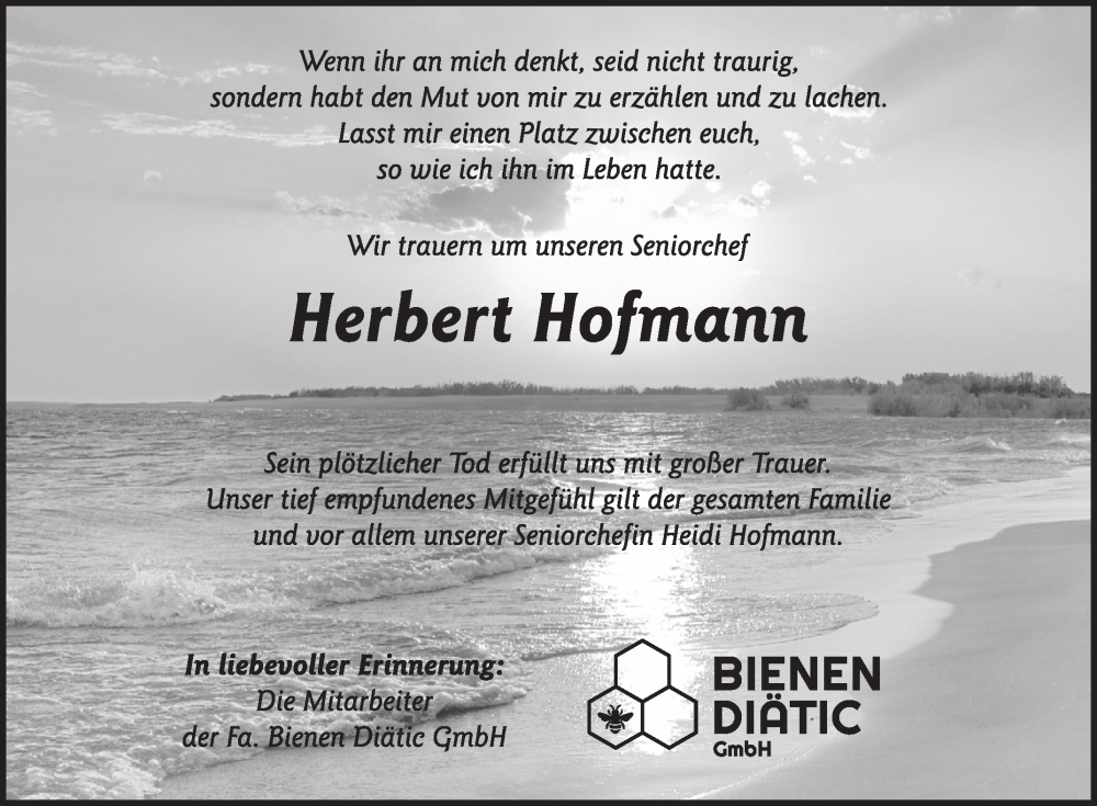  Traueranzeige für Herbert Hofmann vom 22.11.2025 aus Fränkische Nachrichten