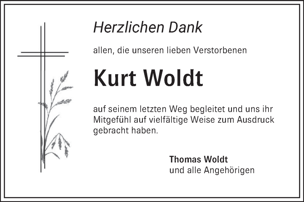  Traueranzeige für Kurt Woldt vom 08.11.2025 aus Schwetzinger Zeitung
