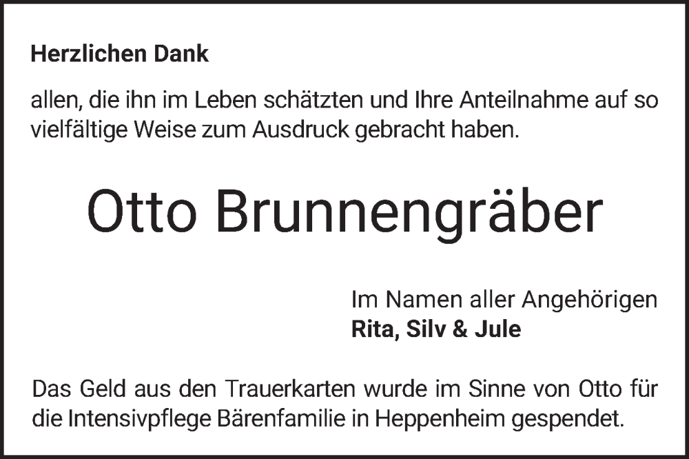  Traueranzeige für Otto Brunnengräber vom 15.11.2025 aus Bergsträßer Anzeiger