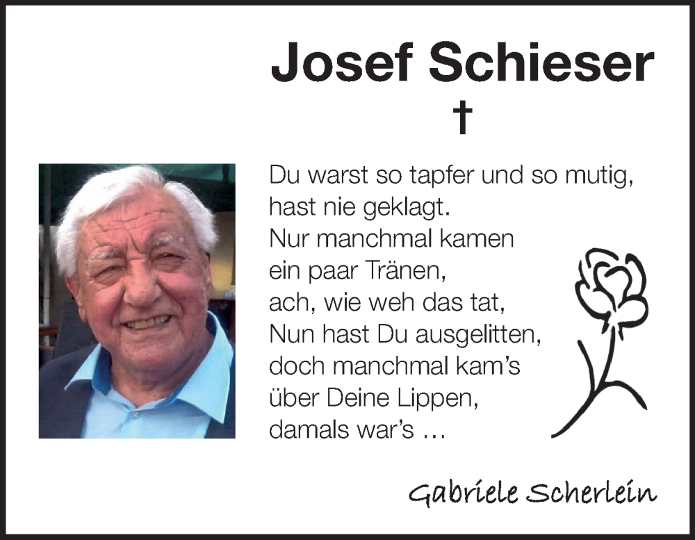  Traueranzeige für Josef Schieser vom 06.12.2025 aus Fränkische Nachrichten