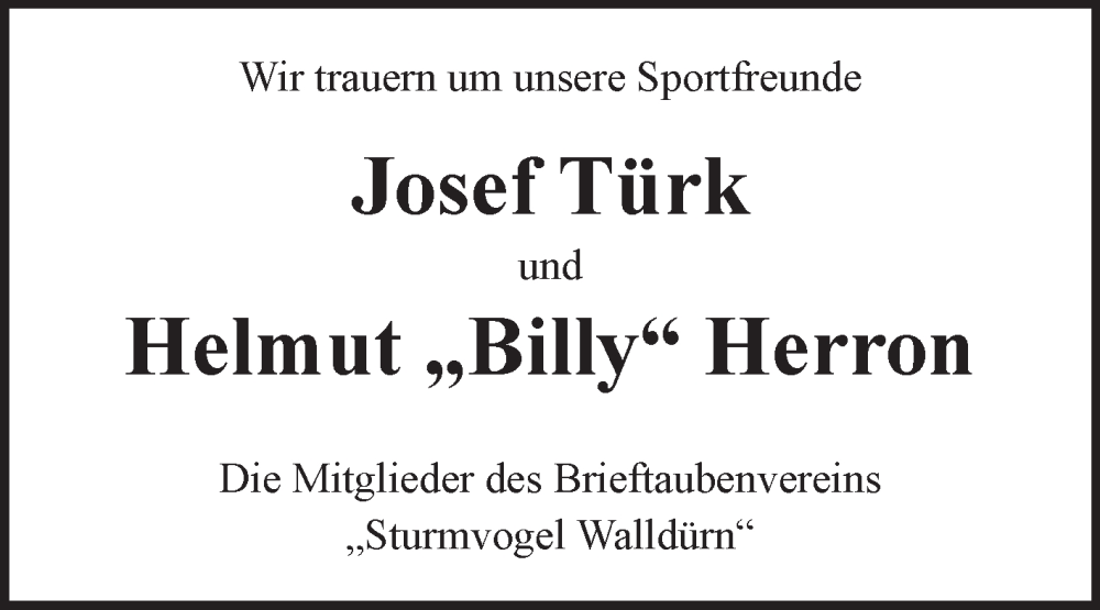  Traueranzeige für Josef Türk vom 13.12.2025 aus Fränkische Nachrichten