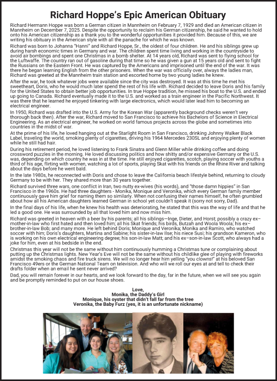 Traueranzeige von Richard Hermann Hoppe von Mannheimer Morgen