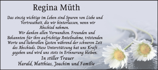 Traueranzeige von Regina Müth von Schwetzinger Zeitung