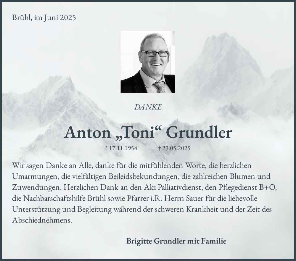  Traueranzeige für Anton Grundler vom 28.06.2025 aus Schwetzinger Zeitung