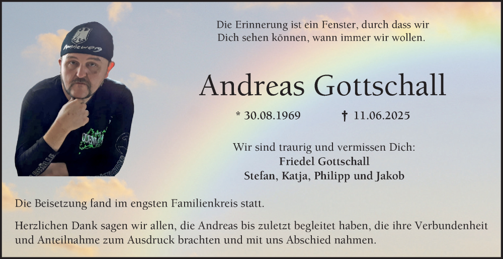  Traueranzeige für Andreas Gottschall vom 12.07.2025 aus Bergsträßer Anzeiger