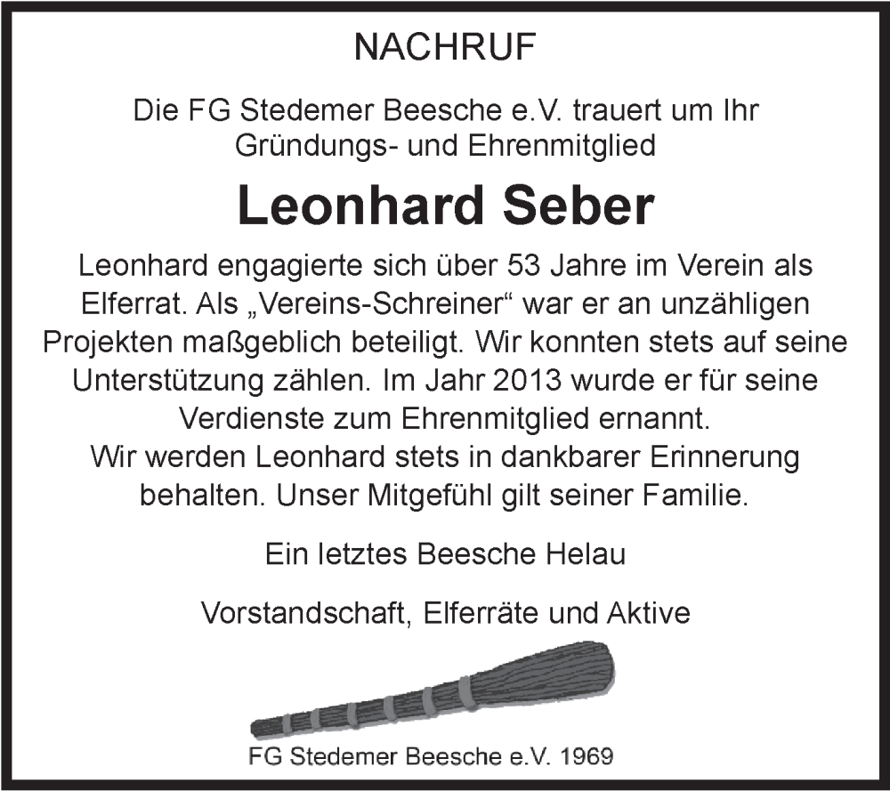  Traueranzeige für Leonhard Seber vom 03.07.2025 aus Fränkische Nachrichten