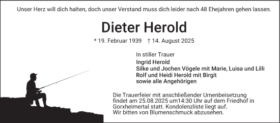 Traueranzeige von Dieter Herold von Mannheimer Morgen