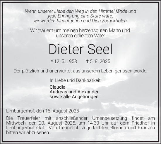 Traueranzeige von Dieter Seel von Mannheimer Morgen