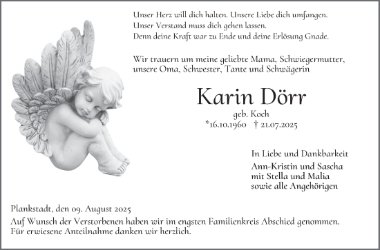 Traueranzeige von Karin Dörr von Schwetzinger Zeitung