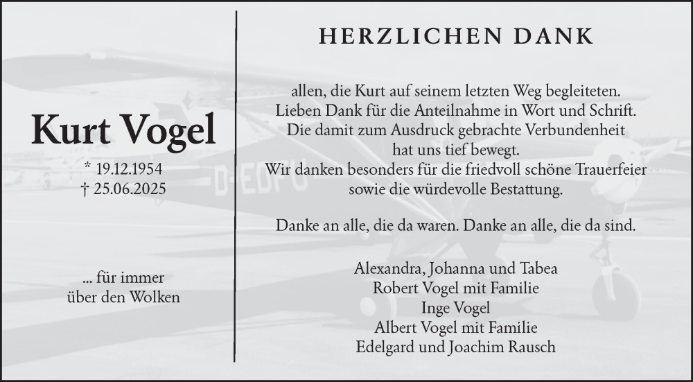  Traueranzeige für Kurt Vogel vom 02.08.2025 aus Fränkische Nachrichten