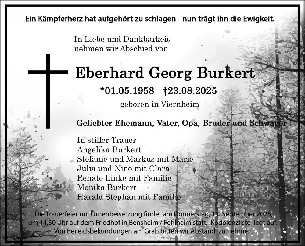  Traueranzeige für Eberhard Georg Burkert vom 06.09.2025 aus Bergsträßer Anzeiger