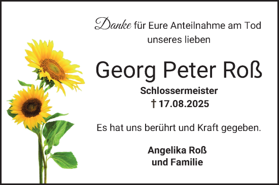 Traueranzeige von Georg Peter Roß von Bergsträßer Anzeiger