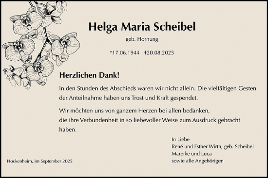 Traueranzeige von Helga Maria Scheibel von Schwetzinger Zeitung