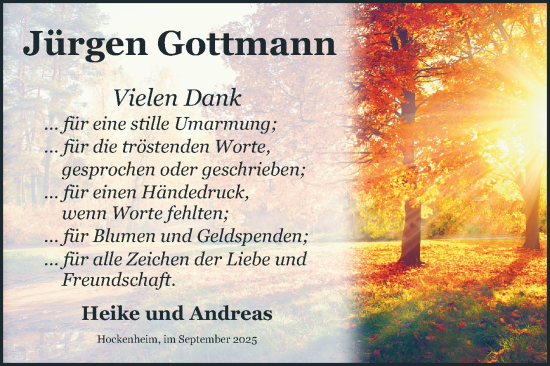 Traueranzeige von Jürgen Gottmann von Schwetzinger Zeitung