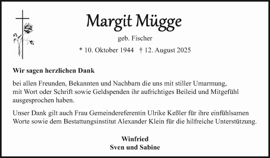Traueranzeige von Margit Mügge von Schwetzinger Zeitung