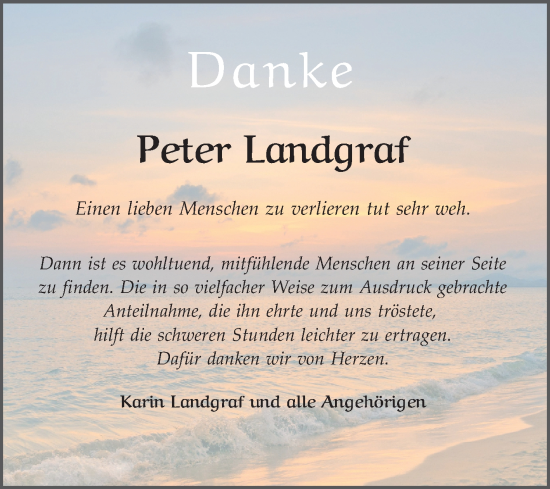 Traueranzeige von Peter Landgraf von Mannheimer Morgen
