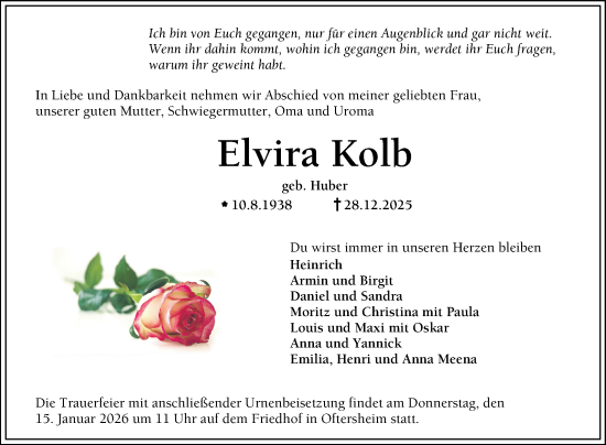 Traueranzeige von Elvira Kolb 