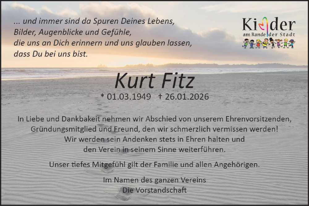  Traueranzeige für Kurt Fitz vom 30.01.2026 aus Mannheimer Morgen