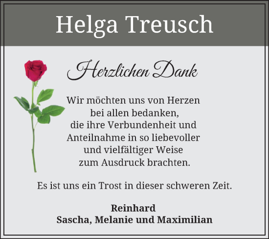 Traueranzeige von Helga Treusch von Bergsträßer Anzeiger