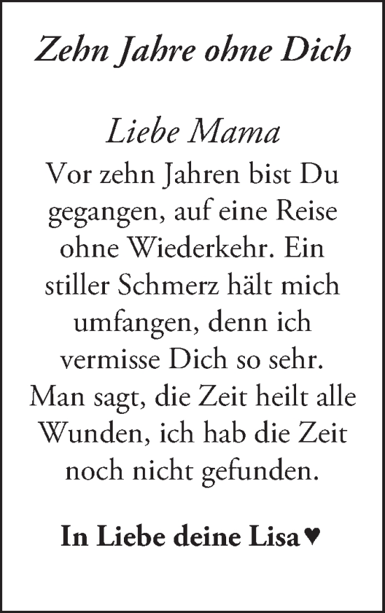 Traueranzeige von Mama  von Fränkische Nachrichten